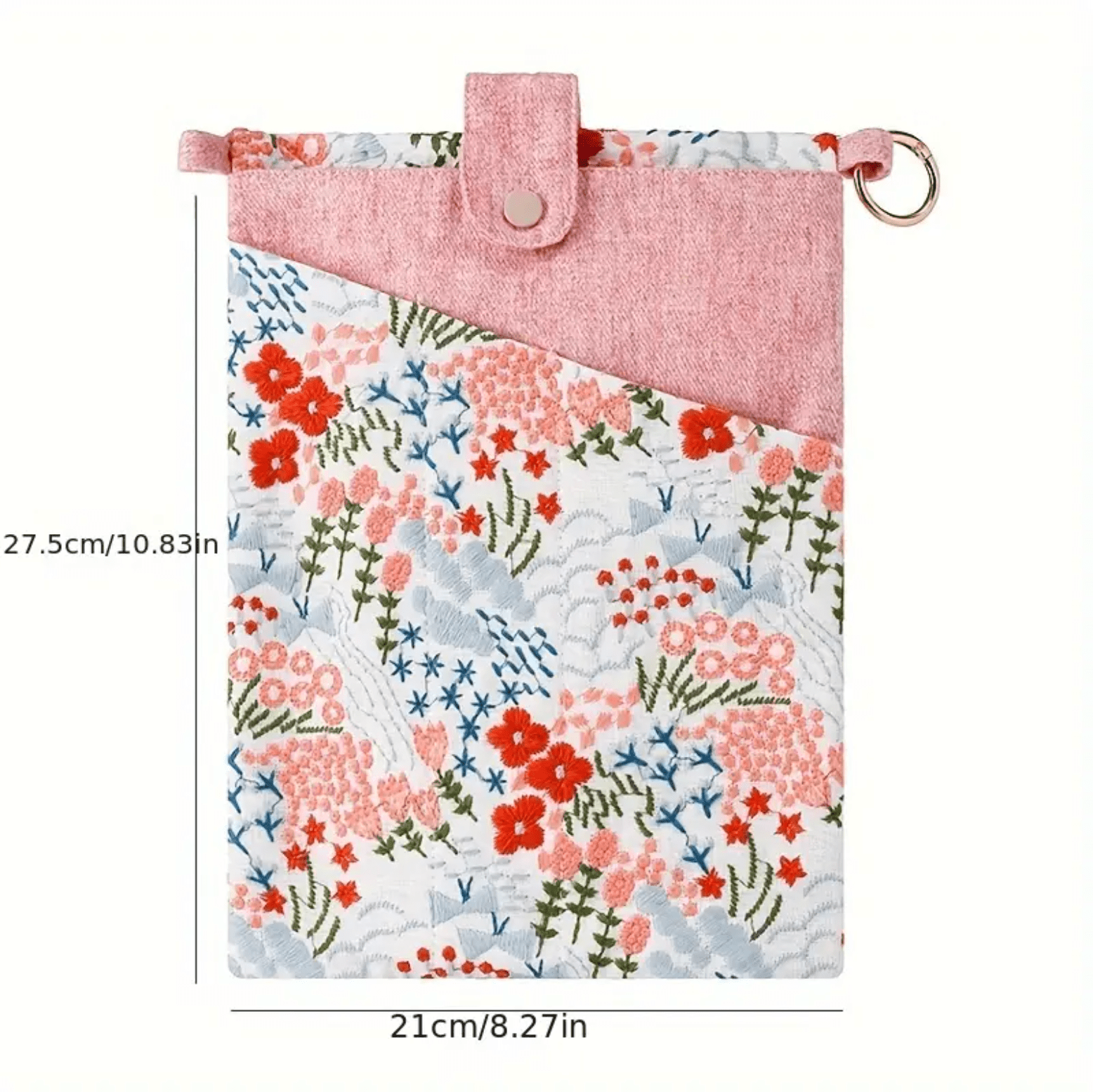 Pink Embroidered Book Sleeve - Made by Frey