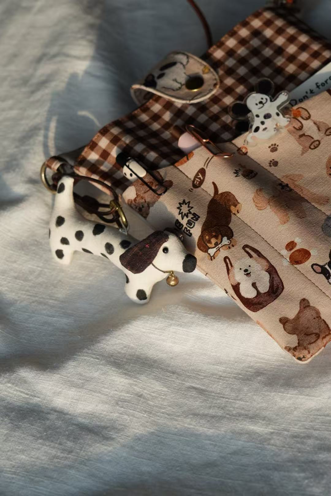 Polka Dot Dachshund Bag Charm – Handmade Spotted Dog - Made by Frey