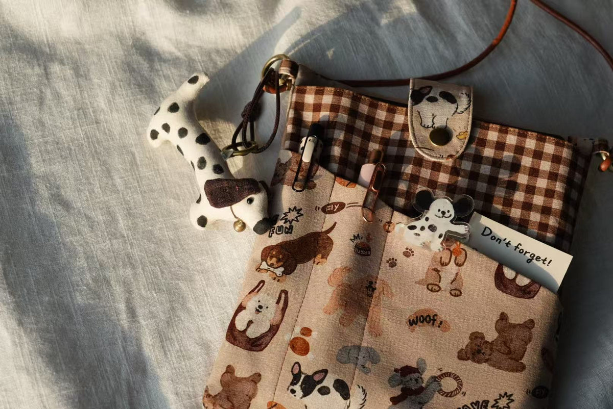 Polka Dot Dachshund Bag Charm – Handmade Spotted Dog - Made by Frey