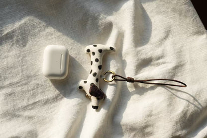 Polka Dot Dachshund Bag Charm – Handmade Spotted Dog - Made by Frey