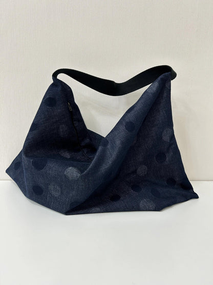 Polka Dot Denim Hobo Bag - Made by Frey