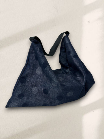 Polka Dot Denim Hobo Bag - Made by Frey