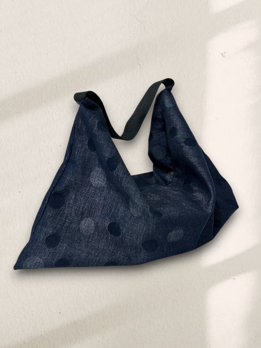 Polka Dot Denim Hobo Bag - Made by Frey