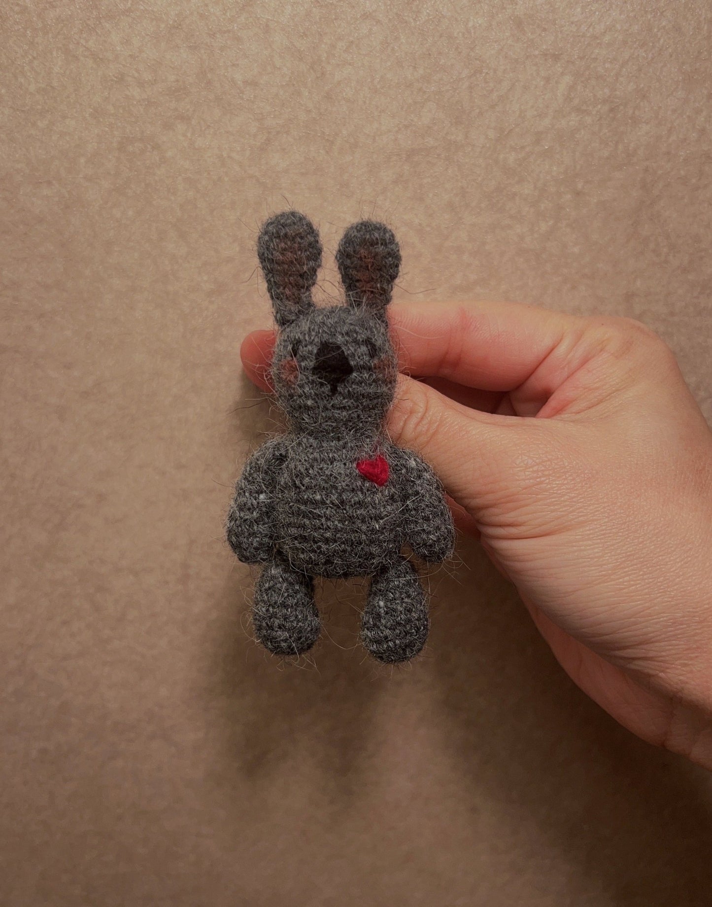 Quiet Charm Dark Gray Bunny Brooch - Made by Frey