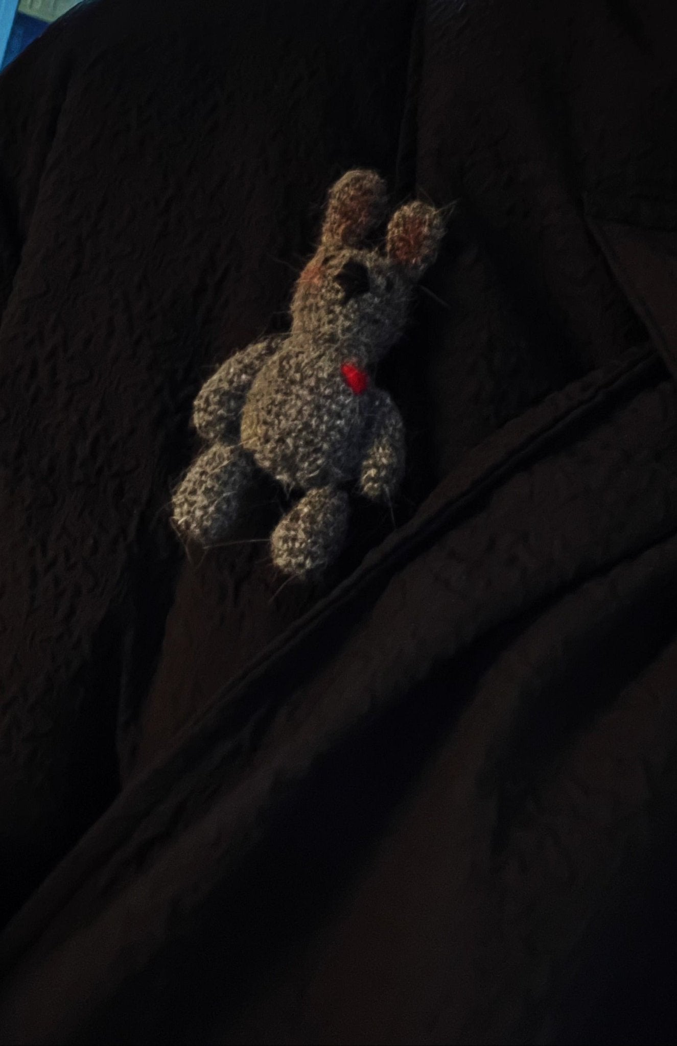 Quiet Charm Dark Gray Bunny Brooch - Made by Frey