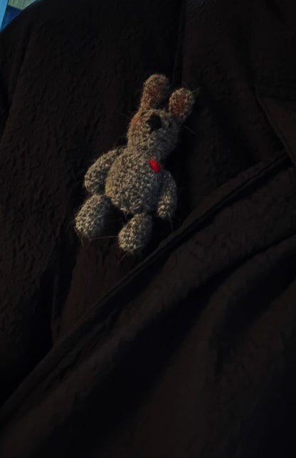 Quiet Charm Dark Gray Bunny Brooch - Made by Frey