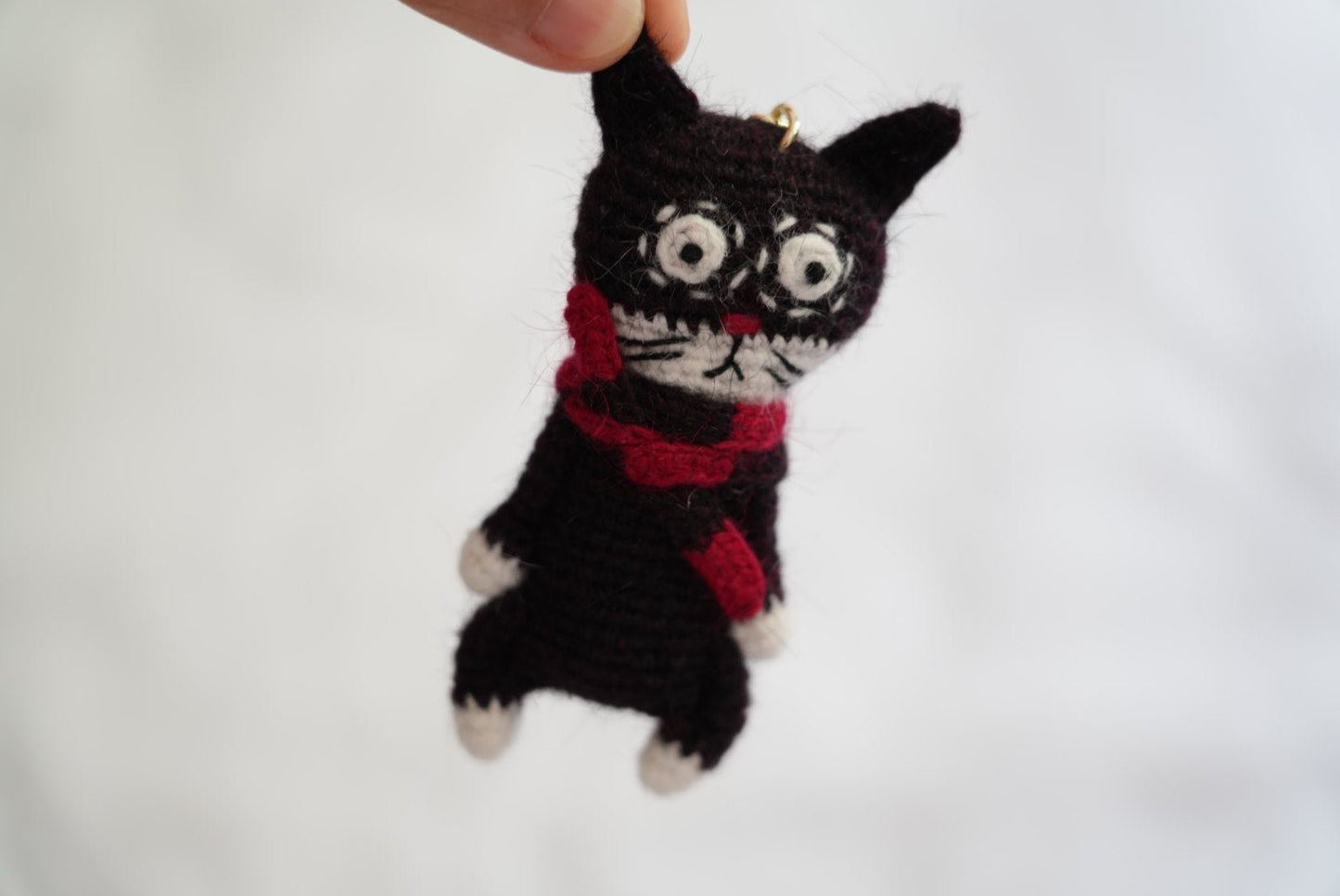 Slightly Unhinged Cat – Bag Charm/Keychain - Made by Frey