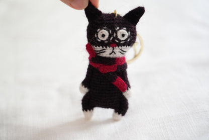 Slightly Unhinged Cat – Bag Charm/Keychain - Made by Frey