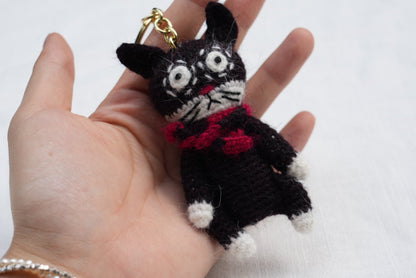 Slightly Unhinged Cat – Bag Charm/Keychain - Made by Frey