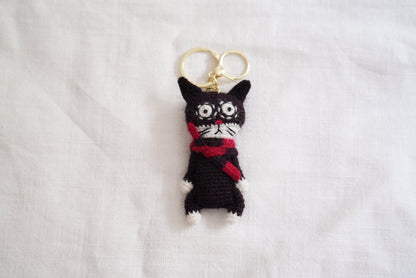 Slightly Unhinged Cat – Bag Charm/Keychain - Made by Frey
