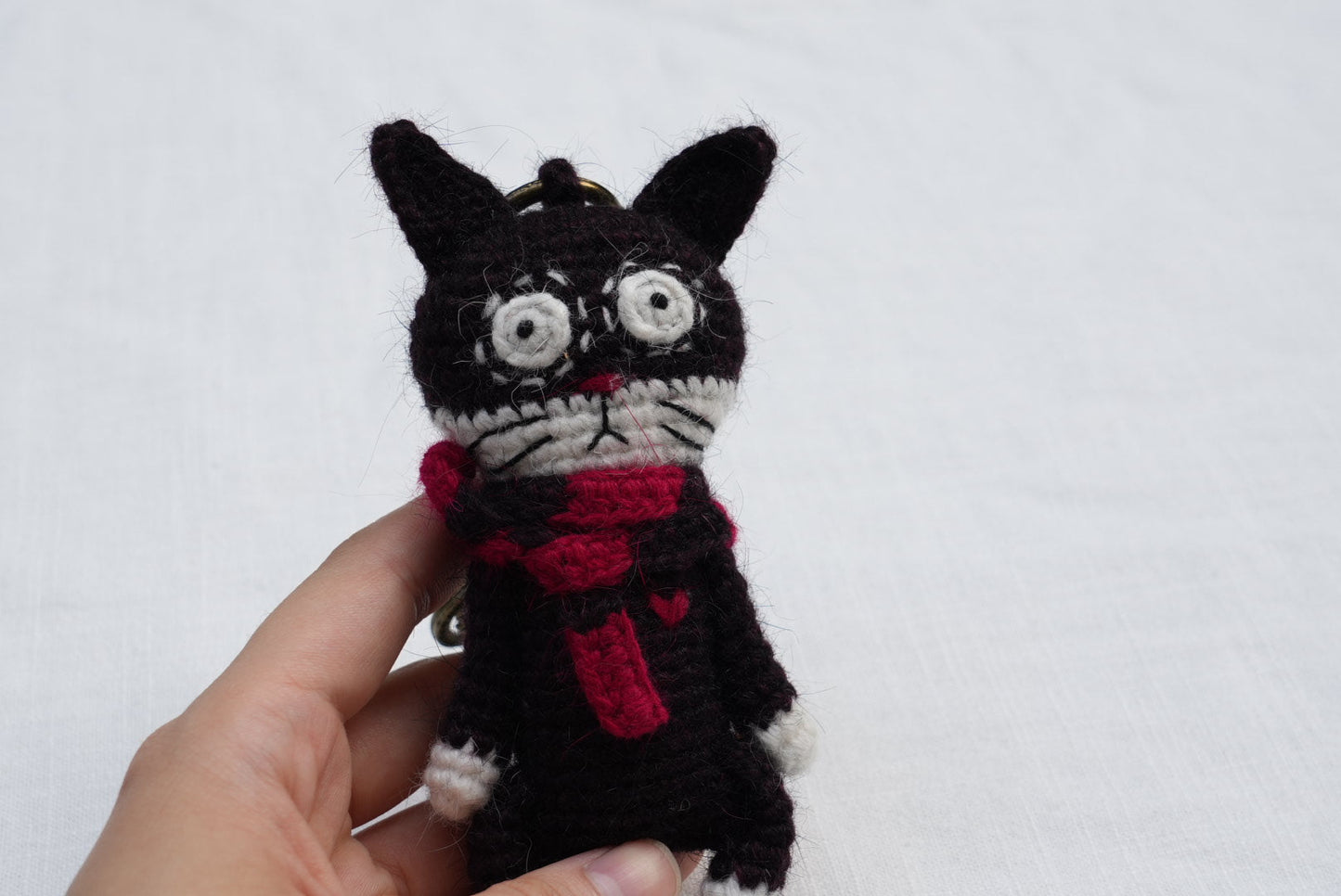 Slightly Unhinged Cat – Bag Charm/Keychain - Made by Frey