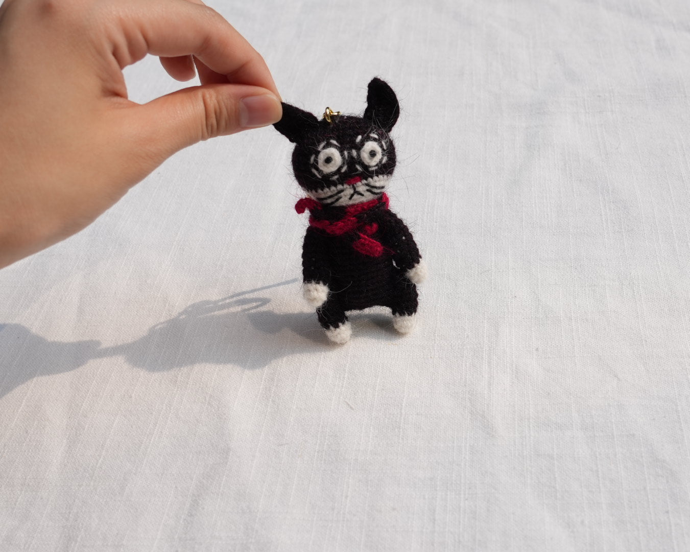 Slightly Unhinged Cat – Bag Charm/Keychain - Made by Frey