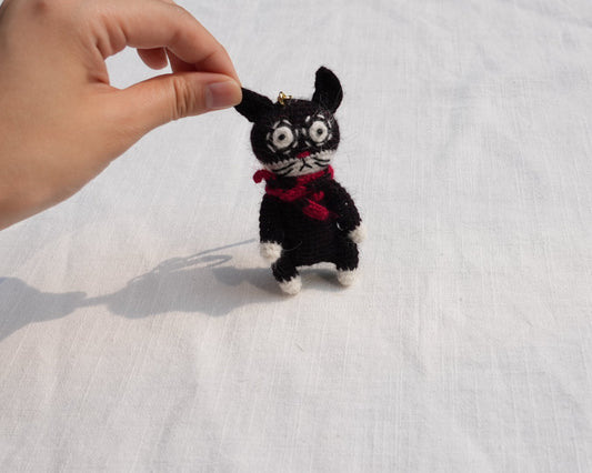 Slightly Unhinged Cat – Bag Charm/Keychain - Made by Frey