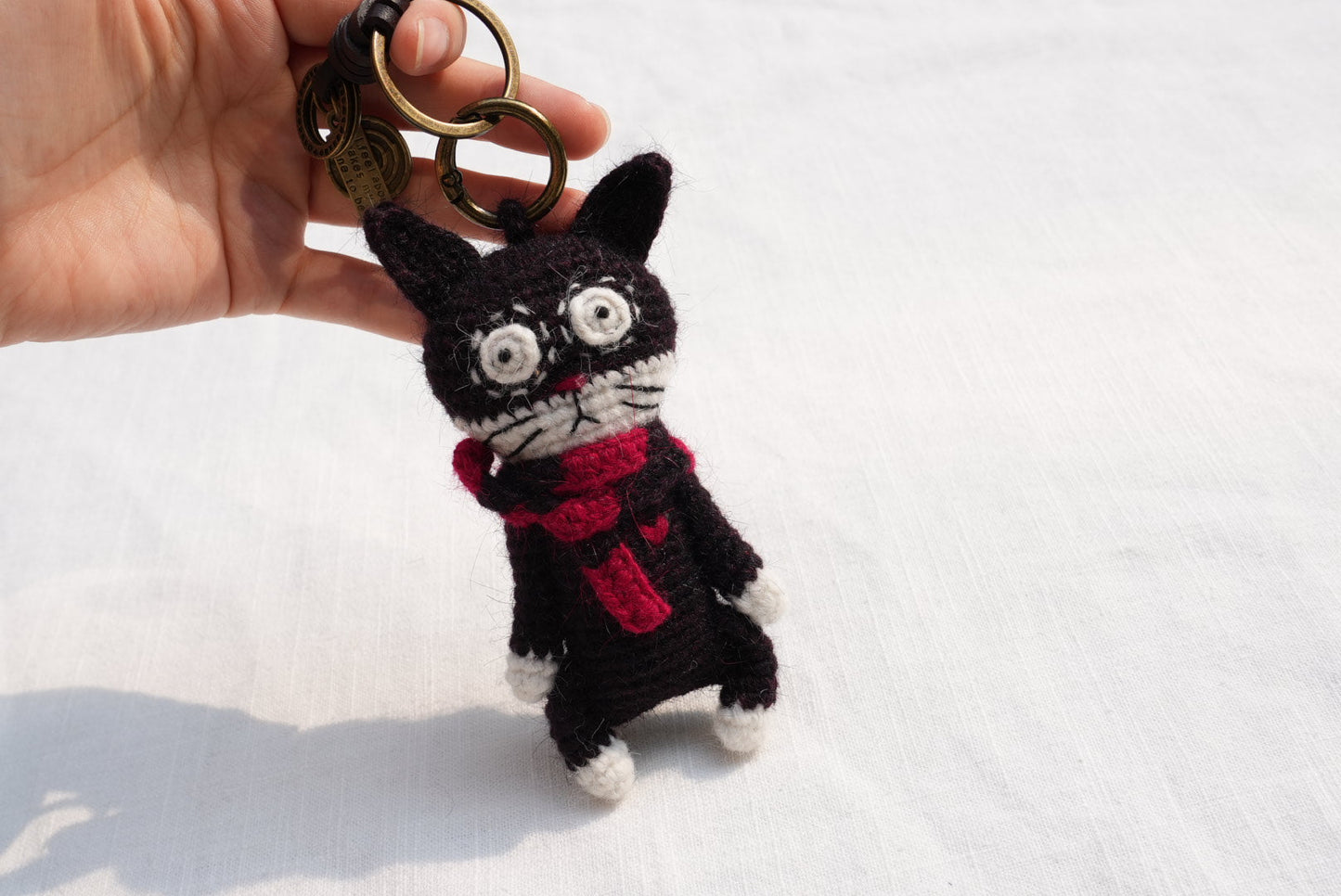 Slightly Unhinged Cat – Bag Charm/Keychain - Made by Frey