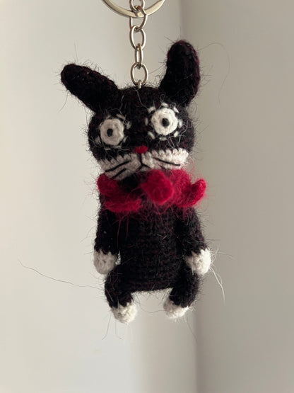 Slightly Unhinged Cat 🐈‍⬛ – Brooch or Keychain - Made by Frey