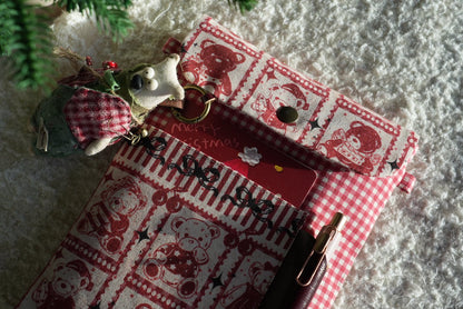 TN Regular-Size Journal Pouch – Christmas Teddy Bear - Made by Frey