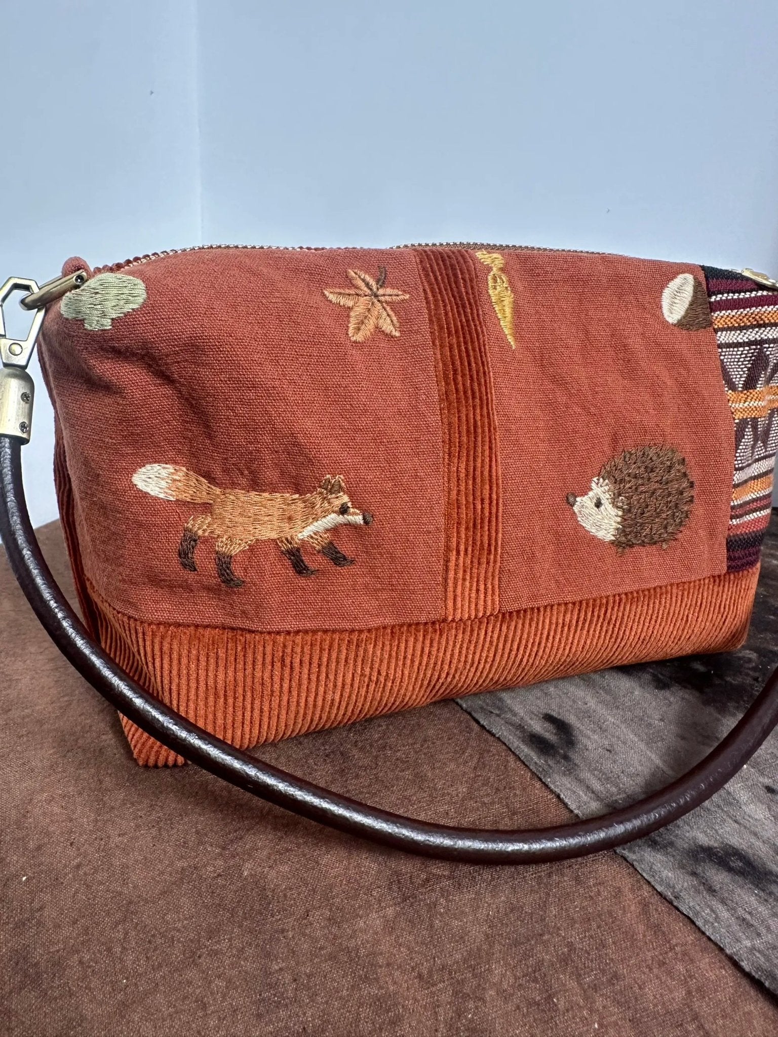 Vintage Embroidery · “Hedgehog & Fox” Cotton Linen Bag - Made by Frey