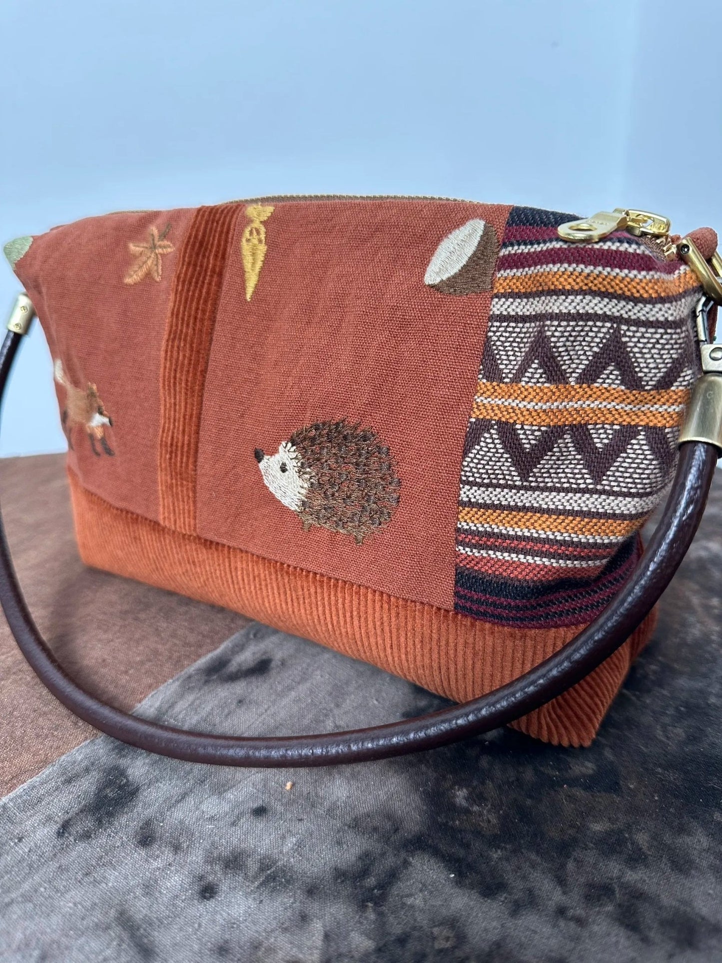 Vintage Embroidery · “Hedgehog & Fox” Cotton Linen Bag - Made by Frey