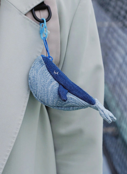 Whale Zipper Pouch & Bag Charm - Made by Frey