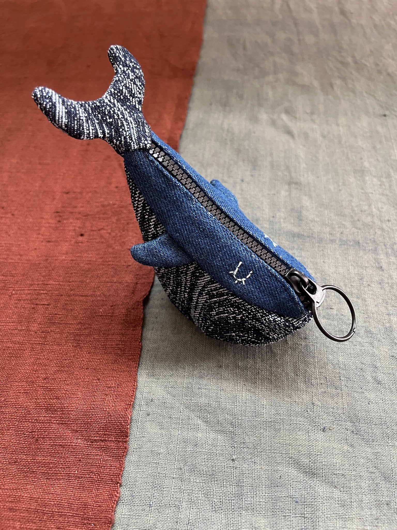 Whale Zipper Pouch, Bag Charm - Made by Frey