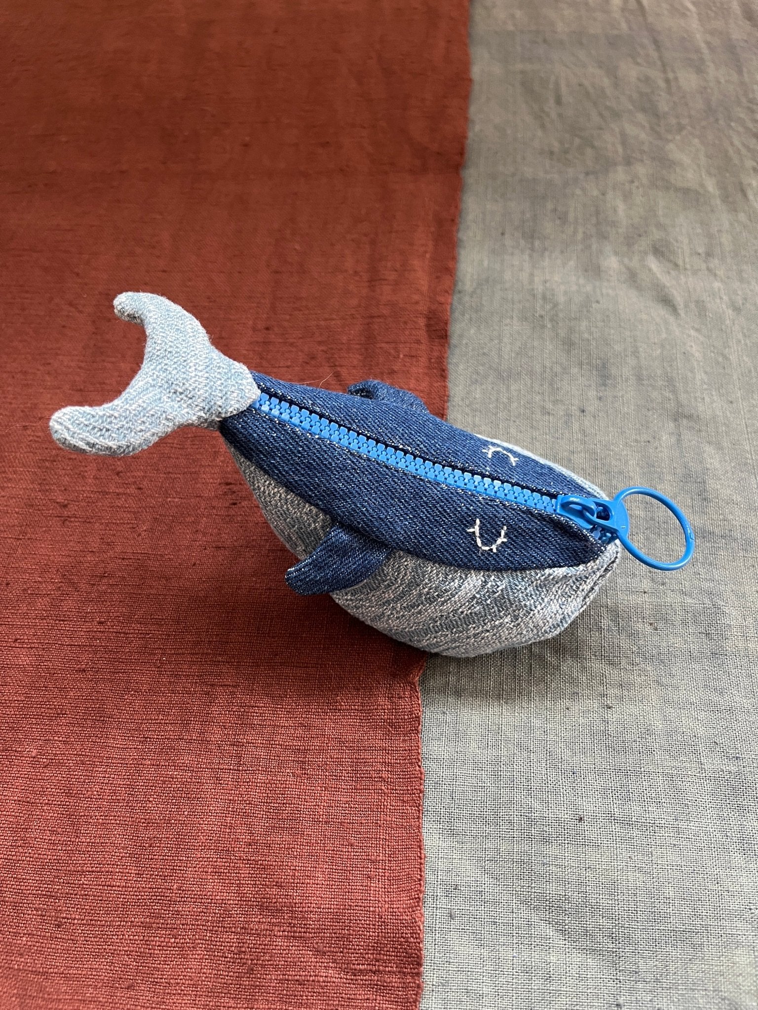 Whale Zipper Pouch, Bag Charm - Made by Frey
