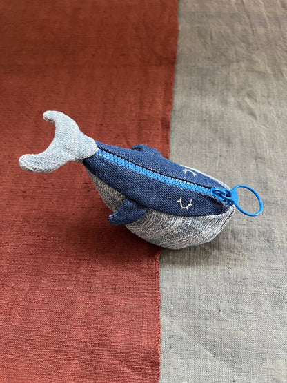 Whale Zipper Pouch, Bag Charm - Made by Frey