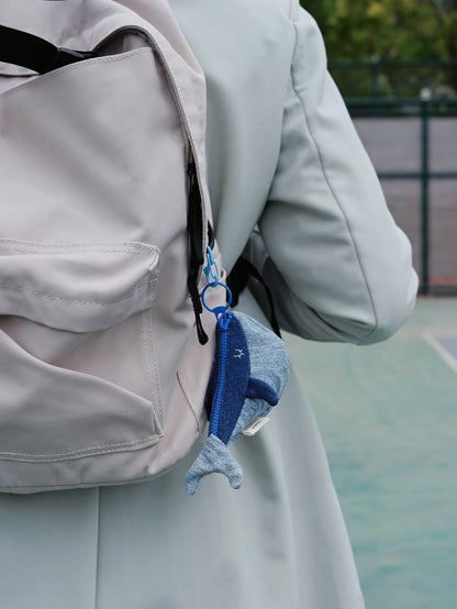 Whale Zipper Pouch, Bag Charm - Made by Frey